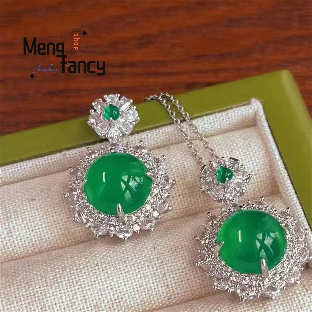 

Natural High-Ice White Jade, Horse Breed Green Chalcedony Pendant, Fashionable And Versatile Fashionable Natural Jade Necklace