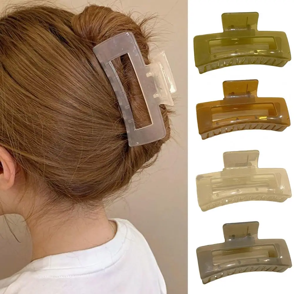 Claw Clip Large Transparent Elegant Temperament Non slip Grip Square Women Thin Medium Thick Hair Clamp Hair Accessories