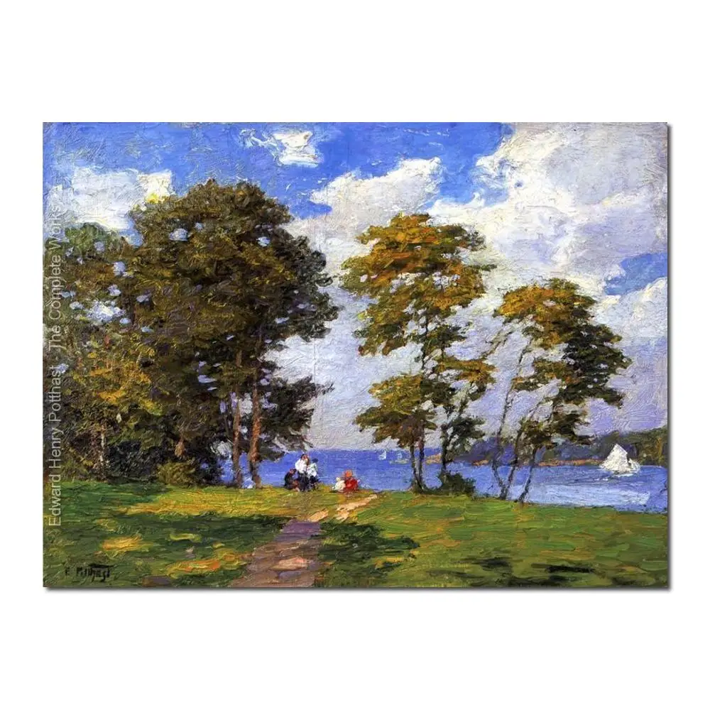 oil painting Landscape by the Shore (or The Picnic) by Edward Henry Potthast High quality Hand painted Canvas Art Home Decor