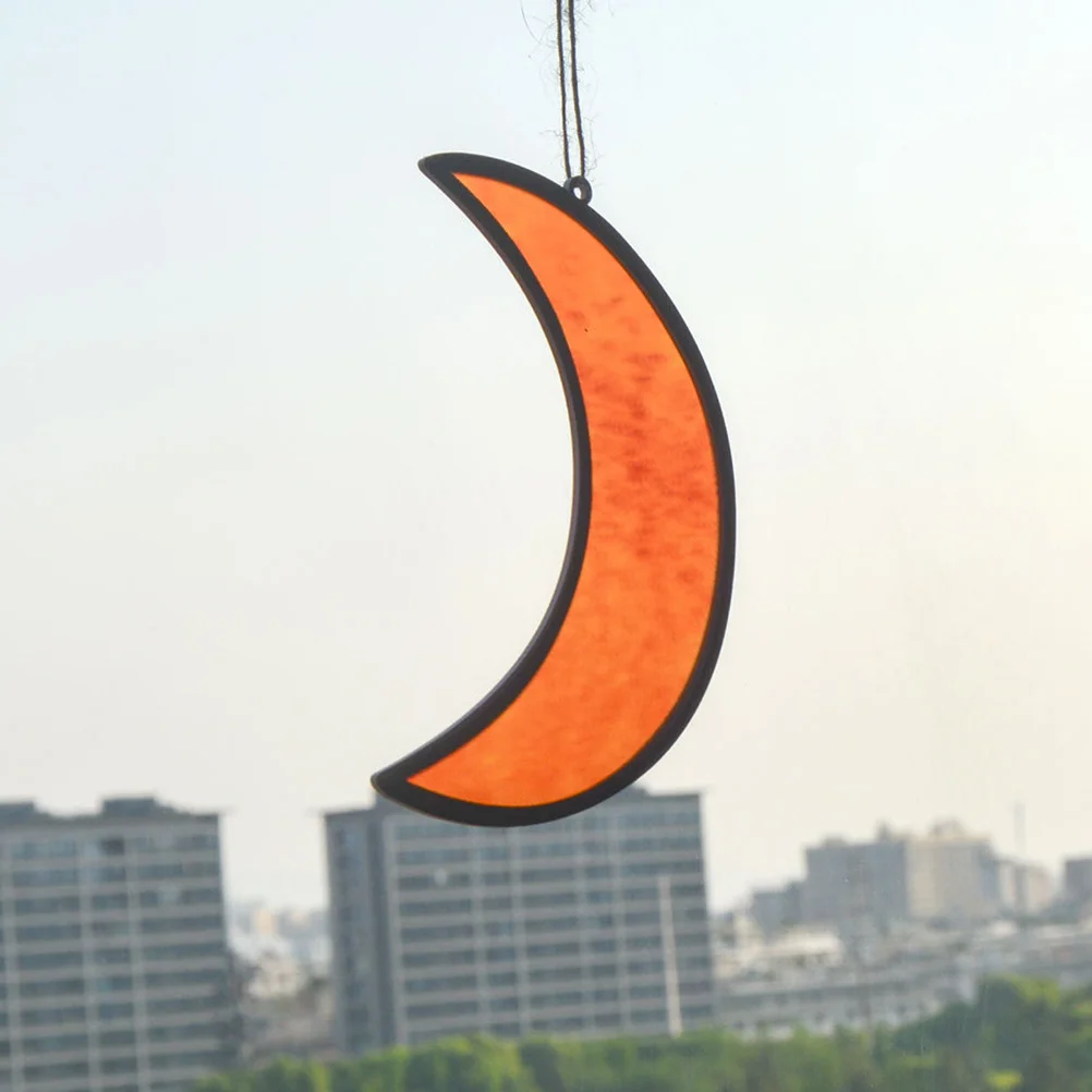 

2Pcs Stained Acrylic Moon Window Hanging Colorful Wall Decoration Sun Catcher Pendant Home Decor Stained Window Hanging Decor