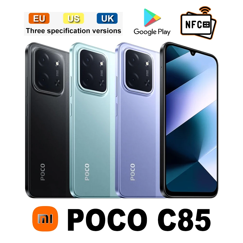 POCO C85 Xiaomi original smart phone 8+256GB large storage space 6000mAh long standby all support 1080p@30fps HD recording