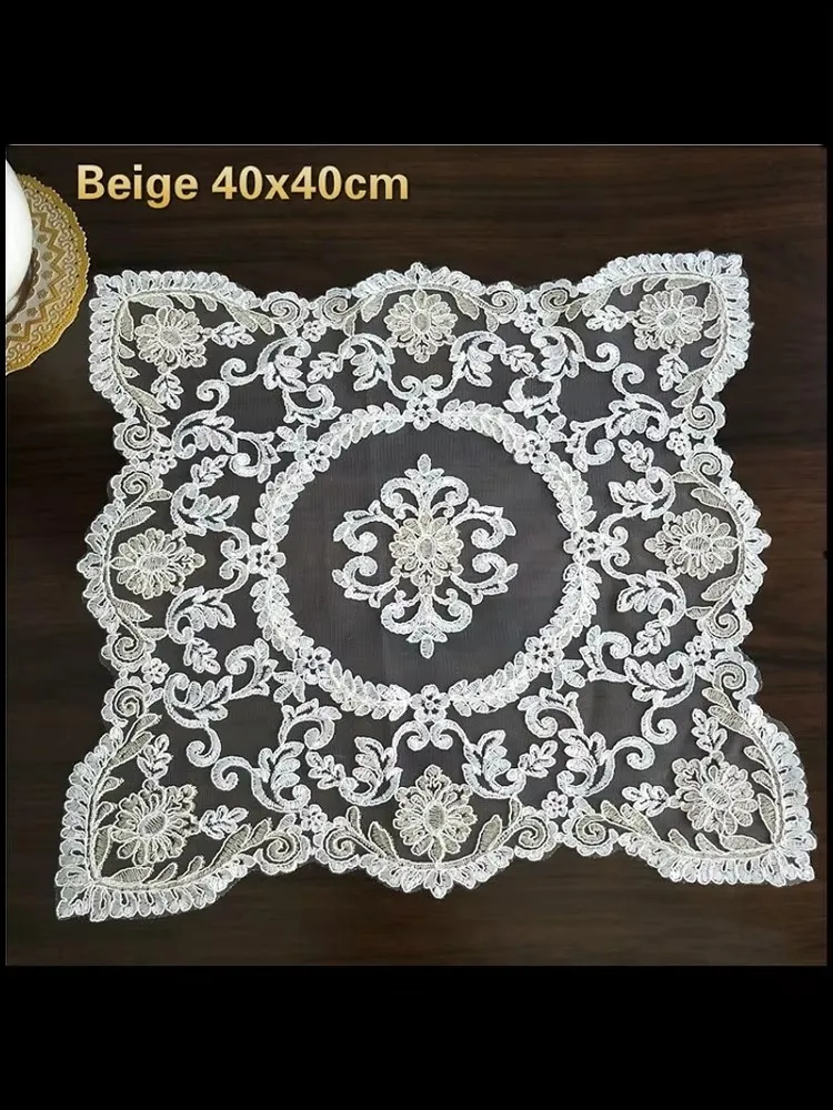 豪華なスクエアレースのヨーロピアンマット,刺繡,水溶性,コースター,バルコニー,コーヒーテーブル,クリスマス,結婚式の装飾