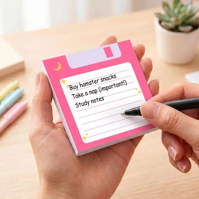 Sheets Total Floppy Disk Sticky Notes Computer Lined Memo Pads Vintage Self-Adhesive Reminder Notes Office School Desk Supplies