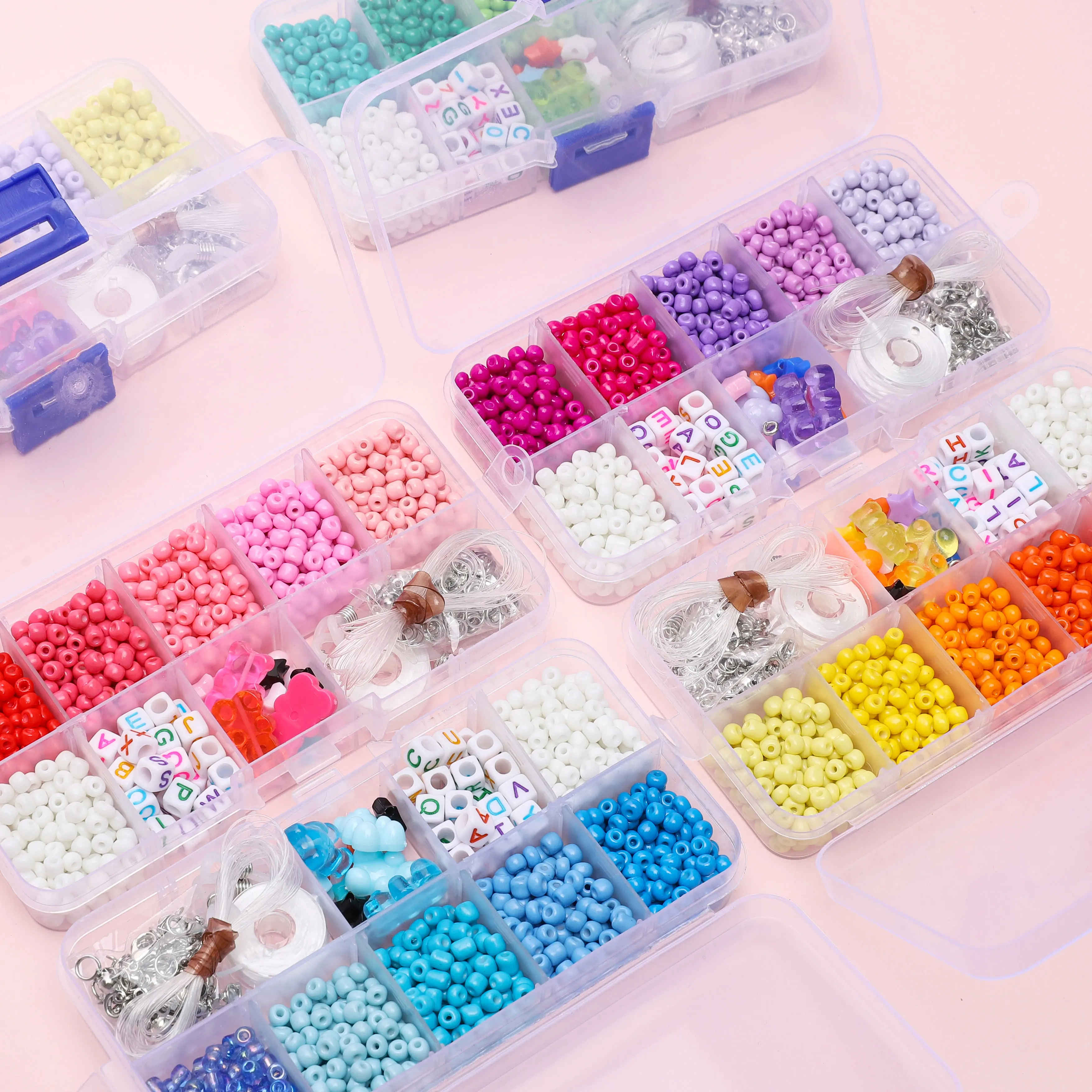 

10 Grids Acrylic Bear Beads Spacer Chain Beads Set for DIY Bracelet Necklace Jewelry Making Accessories Crafts Kit