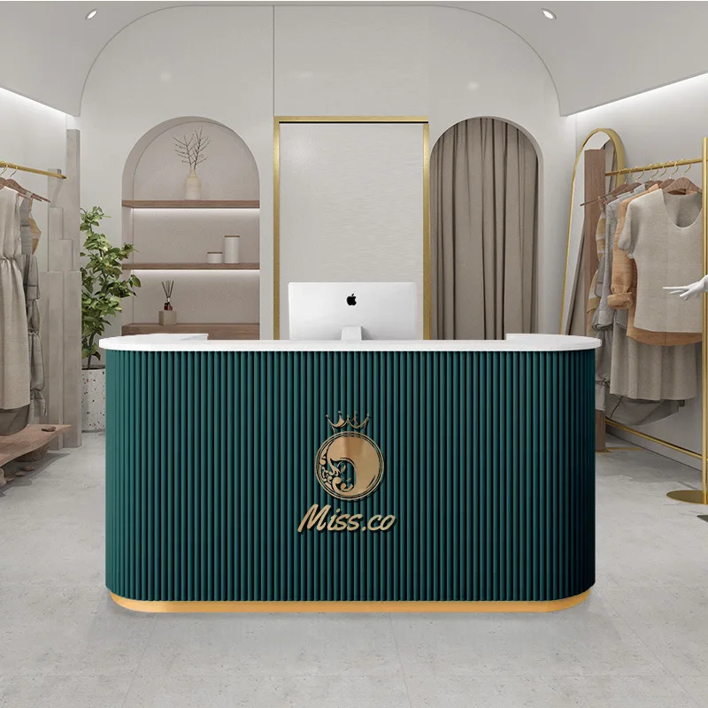 Nordic company front desk clothing store checkout page curved simple modern beauty salon bar counter small reception desk
