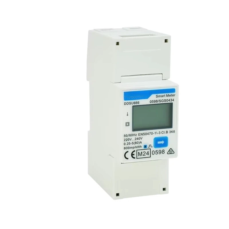 DDSU666 Meteran Energi Elektronik Satu Fasa Terpasang di Rel 0.25-0.5(60)A Komunikasi RS485 Tahan Api
