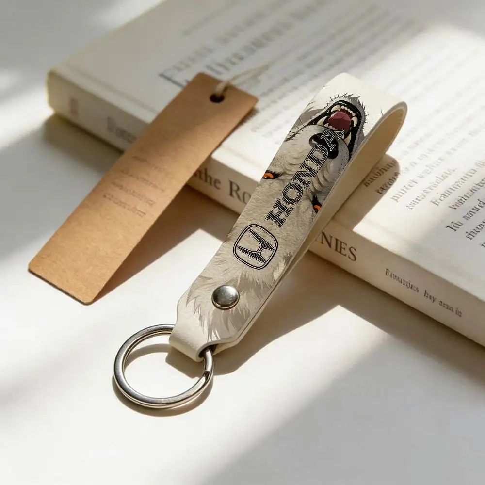 

For Honda High Quality PU Leather Moto Keychain Vintage Style Key Pendant For Scooter Motocross