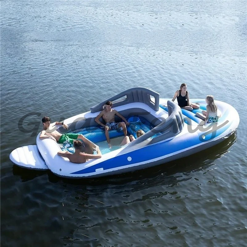 Кама Flotante Inflable De PVC Para 4-6 Personas, Barco Pirata, Corte, Fila Flotante Para Varias Personas