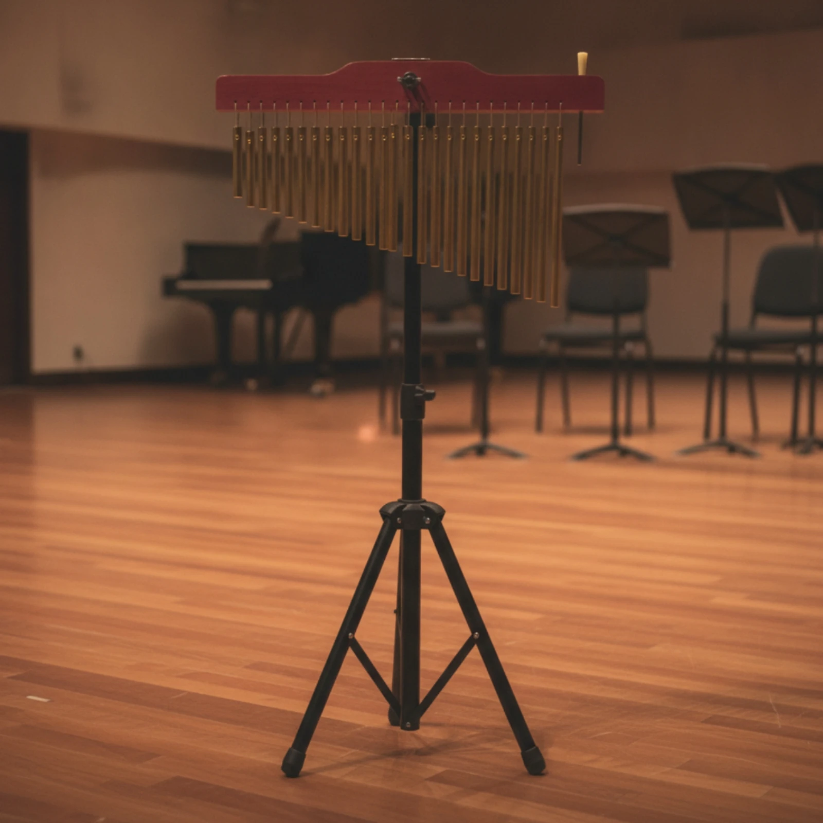 Wind Chime with Stand Beech Wood Bar Chime Percussion Instrument Melodious Stable for Music Teachers, Classroom, Rehearsal