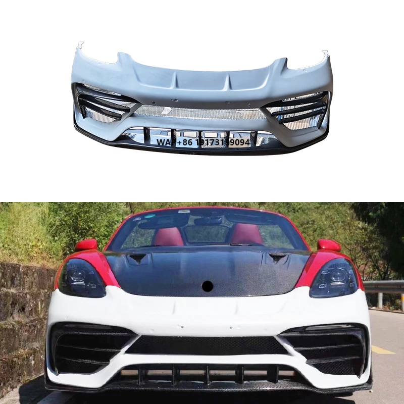 

Original Factory Aligned Semi Carbon Fiber Front Bumper with Honeycomb Mesh on Both Sides for PAG 718 2016-2024 DP