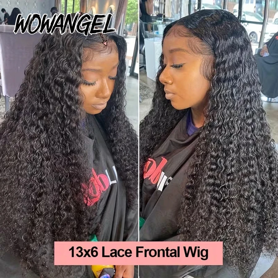 WOWANGEL 250 Density Curly Wigs 13x6 HD Lace Frontal Wig 100% Human Hair Pre Plucked Water Wave Wigs For Women Brazilian Hair view 4