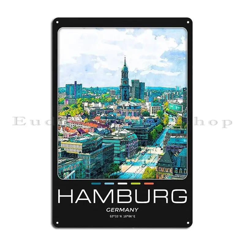Hamburg City Metal Sign Poster Painting Wall Mural Personalized Design Cinema Tin Sign Poster