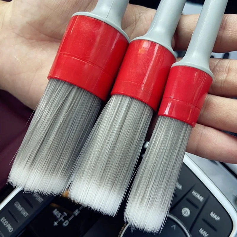 3pcs Super Soft Synthetic Bristle Detailing Brushes Car Wheels Tires Engine Leather Seat Door Panel Car Wash Brush Cleaning Tool