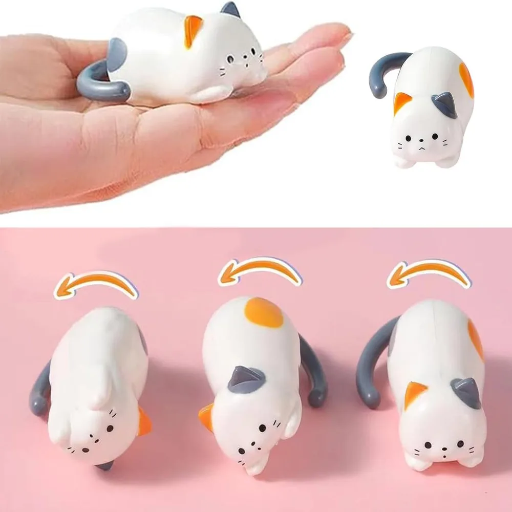 Creative Clockwork Kitten Cute Rolling Cat Toy Stress Relief Windup Kitten Stress Relief Toy Fidget Tumbling Kitten Toys Home