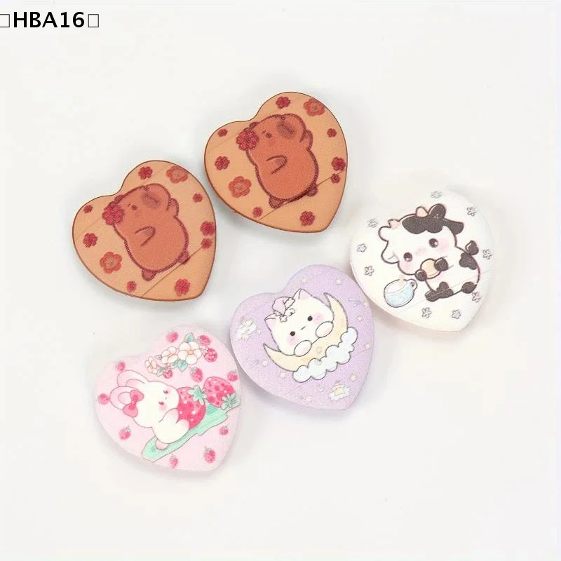 〔HBA16〕10개 프린트 하트 미니 핑거 파우더 퍼프는 물에 노출되면 확장되며, 습식 및 건식 모두 사용할 수 있습니다.