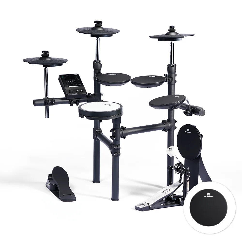 Electronic Drum Kit Double‑Layer Cowhide Drum Heads Aluminum Metal Structure Rechargeable Digital Percussion Instrument