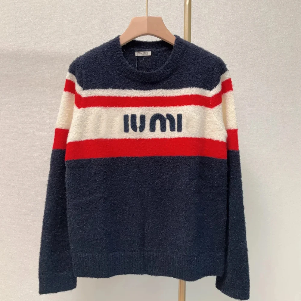 

Mm Home 24 Year Autumn And New Item Knitted Long Sleeved Contrasting Jacquard Loop Velvet Fashionable Sweater For Women