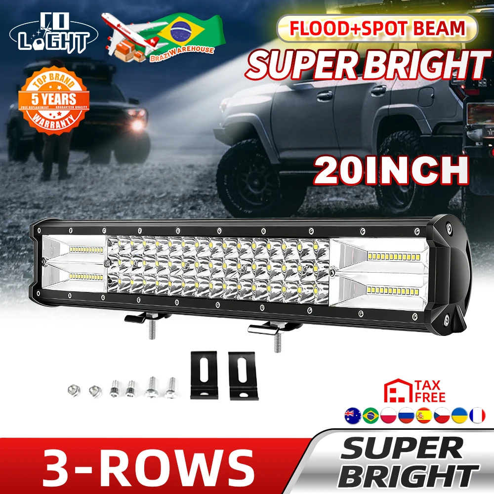 CO LIGHT 20"26"42"52" LED-Lichtleiste 3-Reihen 100000LM Flutlicht Spotlicht Offroad LED-Fahrlicht für Pickup-Truck SUV ATV UTV Boot 4x4