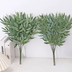 Willow Leaves Artificial Green Plants Fake Eucalyptus Leaf Arrangement Flower Accessories Wedding Home Outdoor Garden Decoration