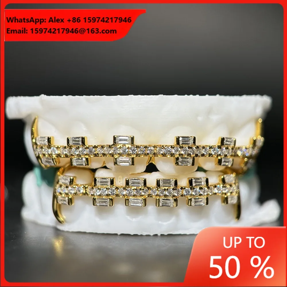 Emerald Moissanite Inlaid Braces European And American Cross-border Hot-selling Grillz