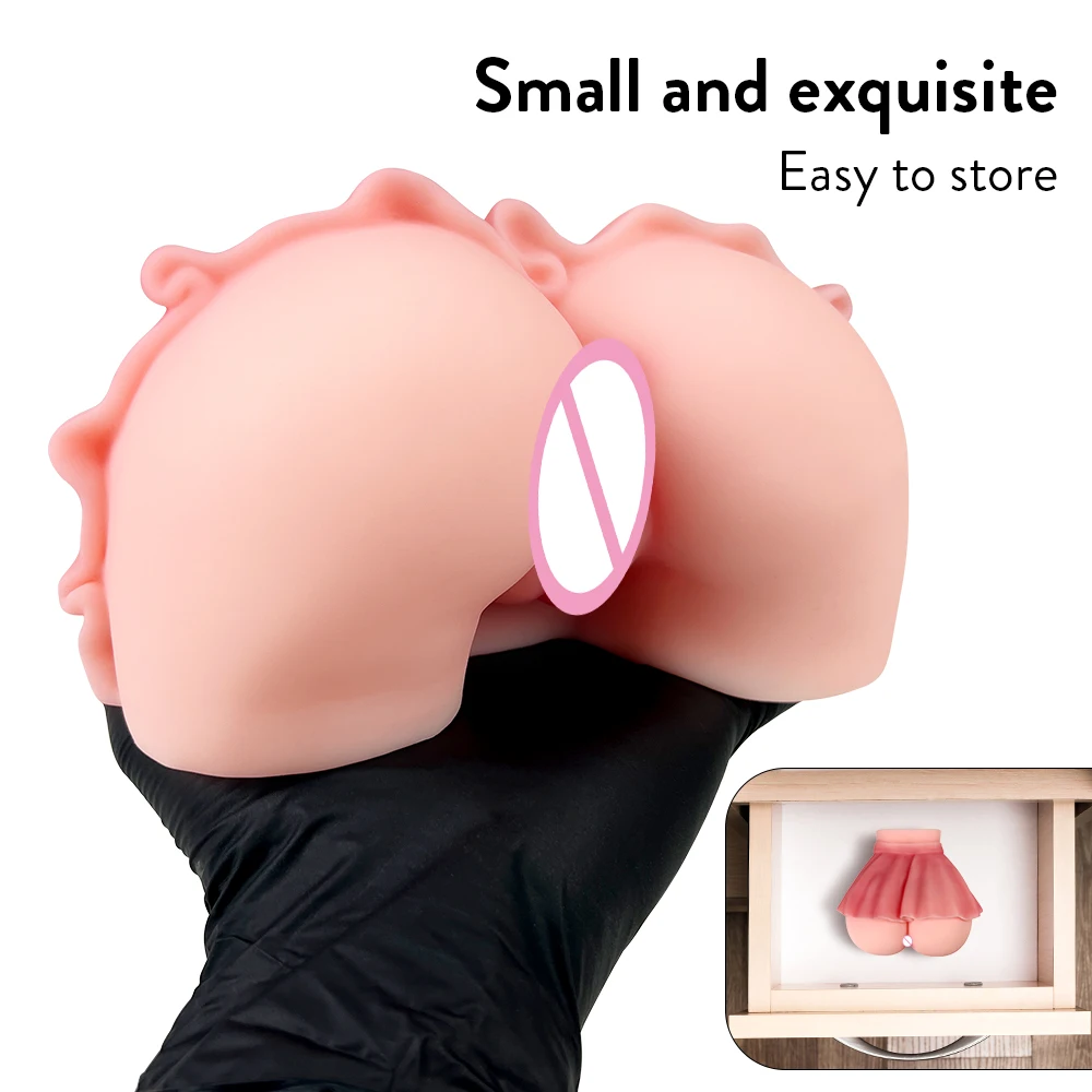 3D Simulation Vagina Anal Mini Silicone Sexy Ass Butt Double Channel Adult Goods Male Masturbator Erotic Sex Toy for Men 18+