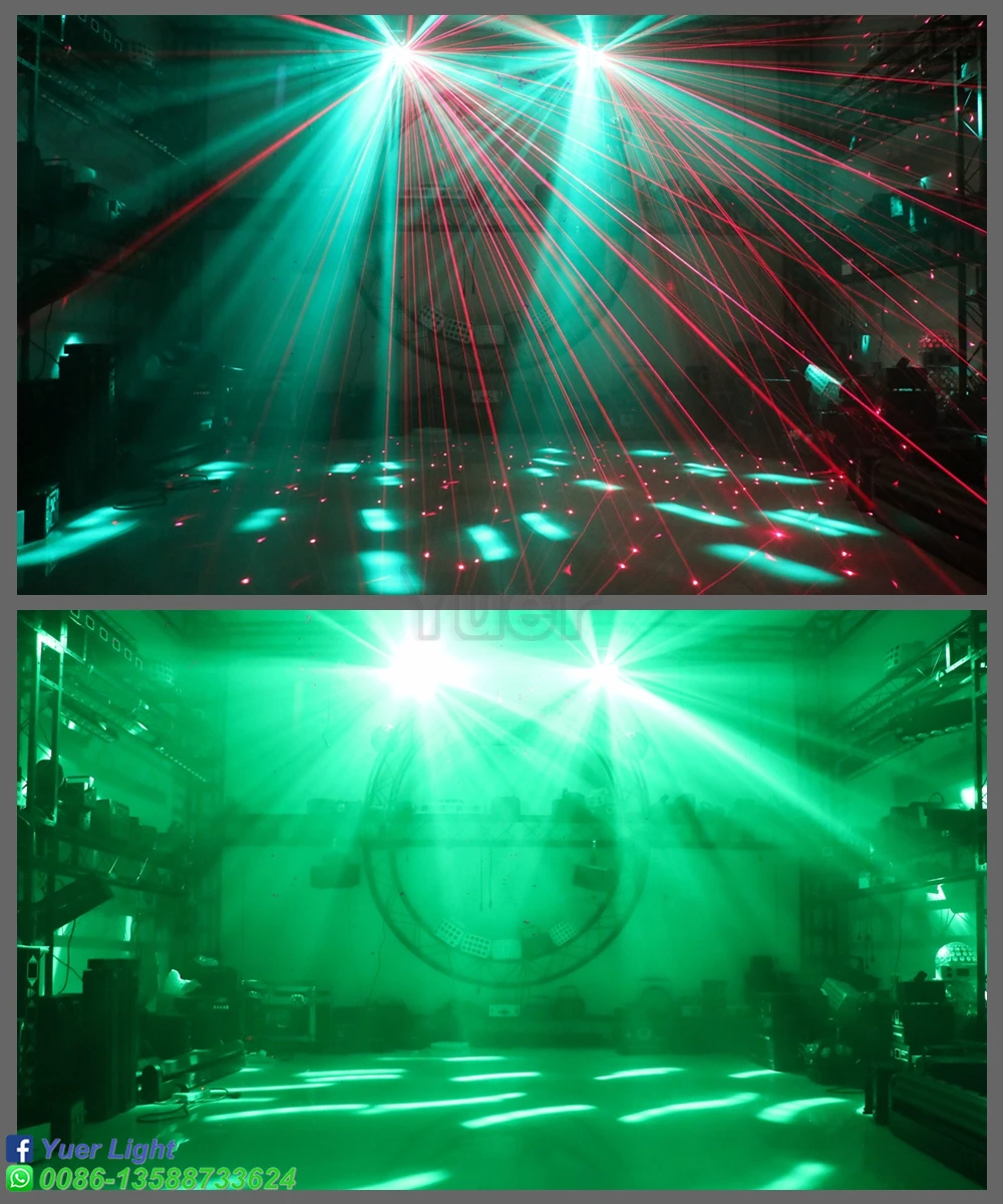 Yuer-proyector láser LED con patrón estrellado 3 en 1, iluminación con efecto de escenario para Dj, discoteca, fiesta, Bar, boda, Navidad, DMX, Control remoto