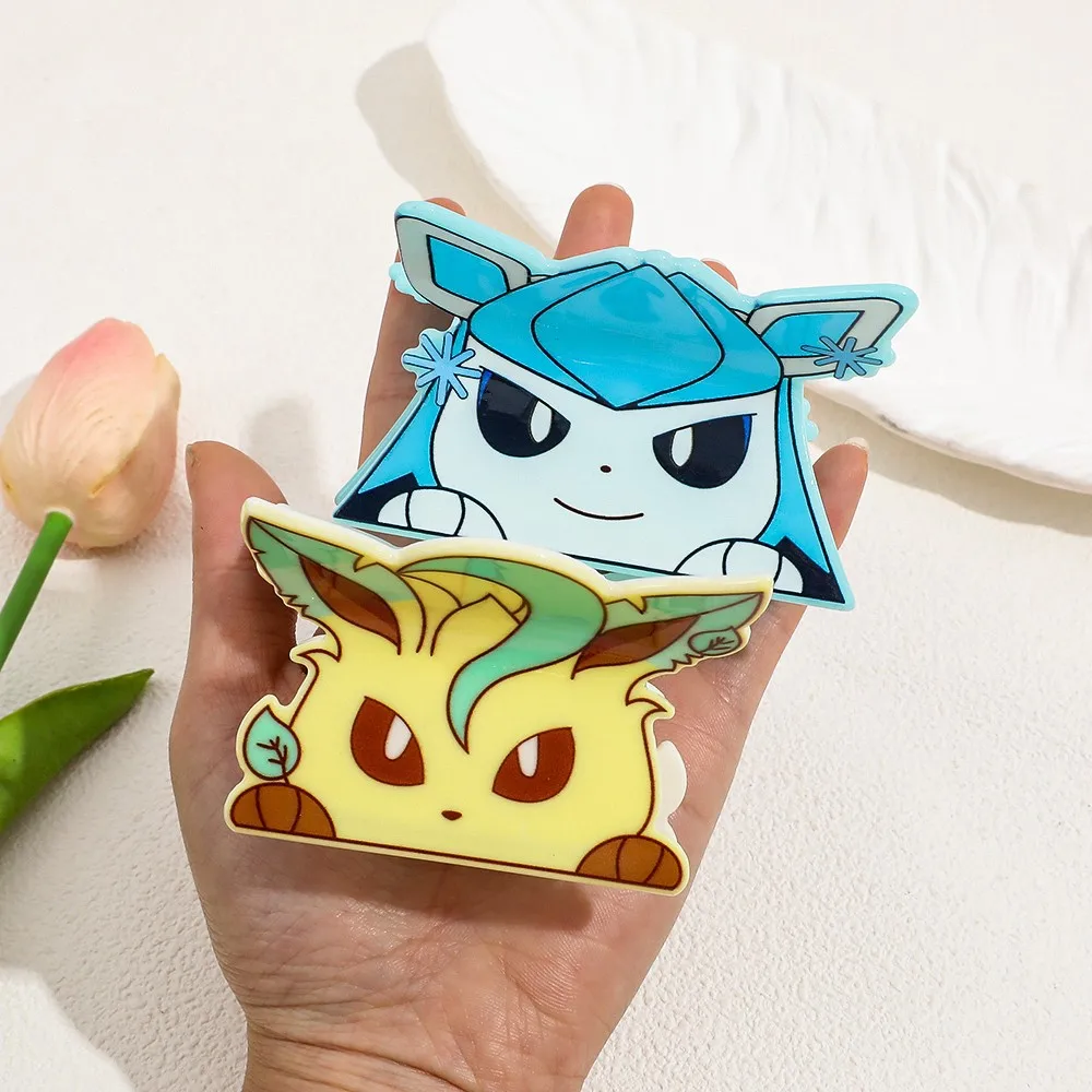 Cute Pokemon Eeveelutions Acrylic Hair Claw Clip Cartoon Anime Ponytail Holder Women Fashion Hair Accessories view 4