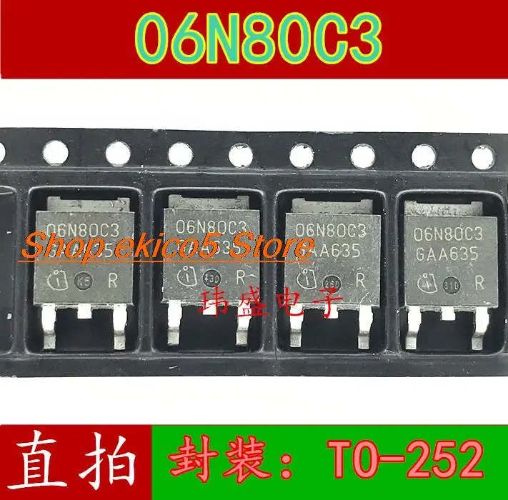 

10 шт., SPD06N80C3 06N80C3 TO-252 6A 800V MOS