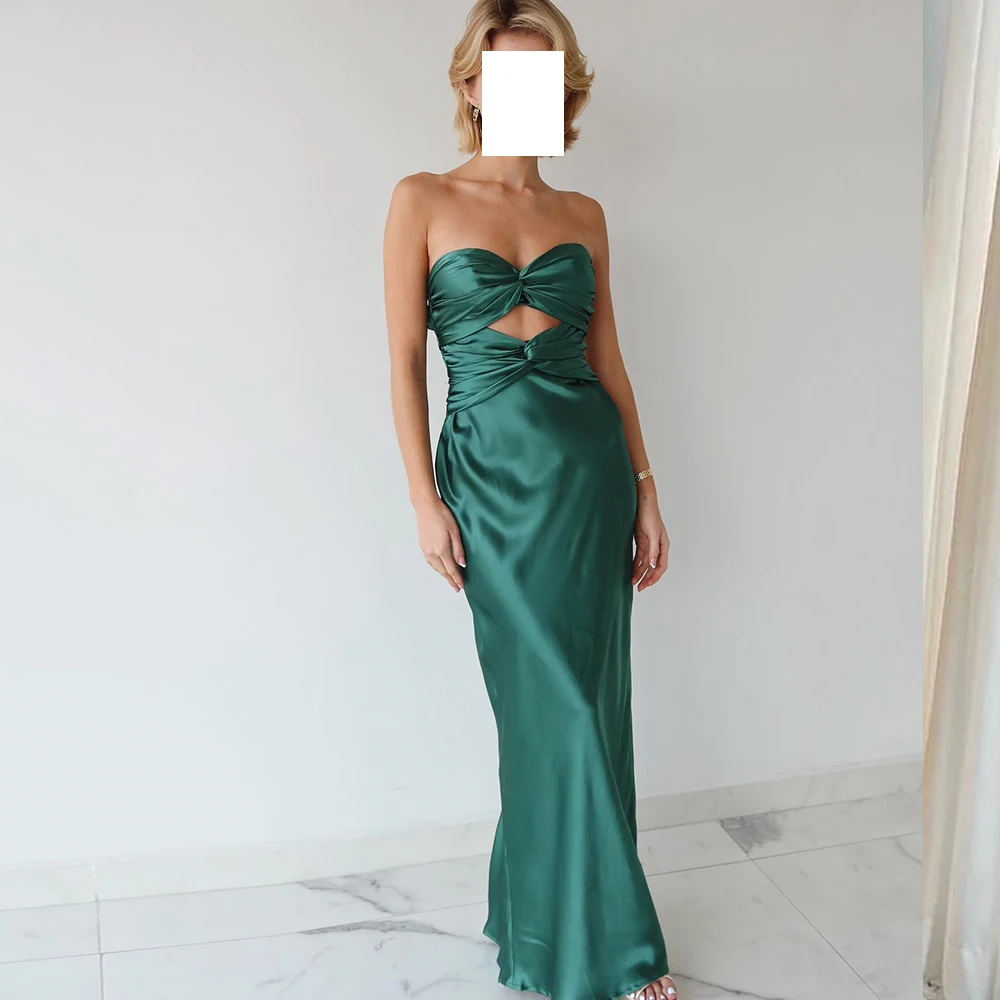 

Elegant Luxury Evening Dress 2024 Sweetheart Sleeveless Ankle Length Satin Straight Solid Color Bespoke Occasion Gowns