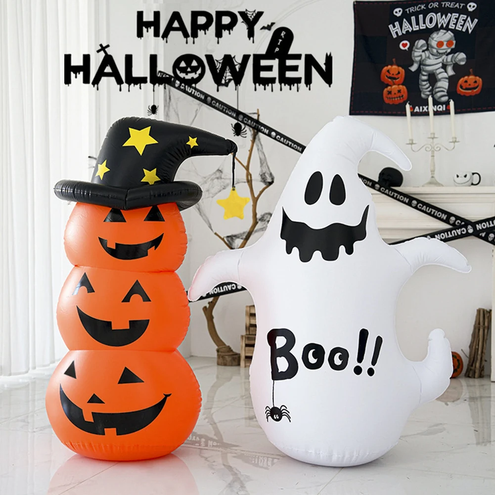 Halloween Standing Inflatables Pumpkin Ghost Stacked Inflatable Pumpkin Horror Festival Theme Indoor Outdoor Garden Decorations