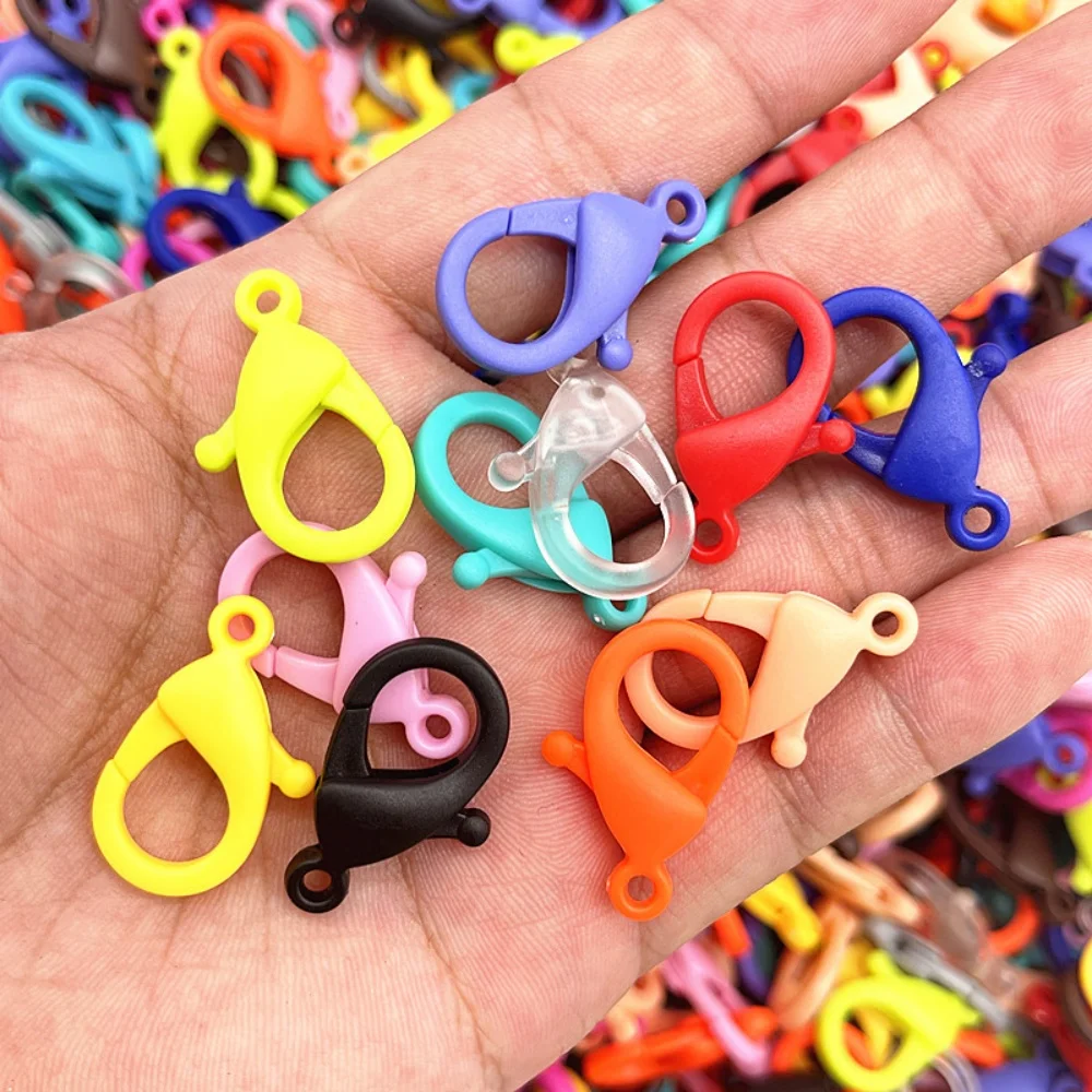 10/20/50pcs Candy Colors Plastic Lobster Clasps Hooks Key Chain Sweet Key Rings for DIY Keychain Jewelry Making Accessories
