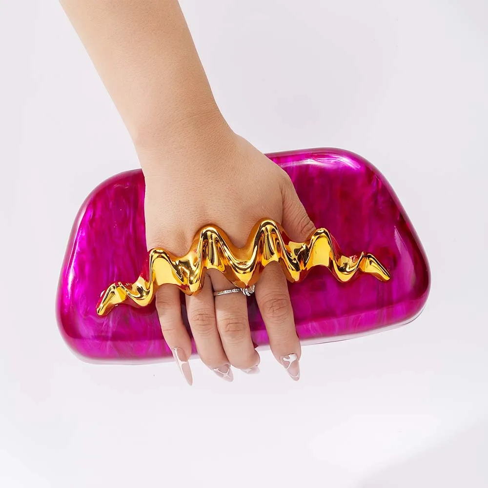 

Women's Shoulder Oblique Span Bag Acrylic Special-shaped Wrist Bag Fashion Wedding Dinner Clutch Bag Trendy Snap Closure Handbag