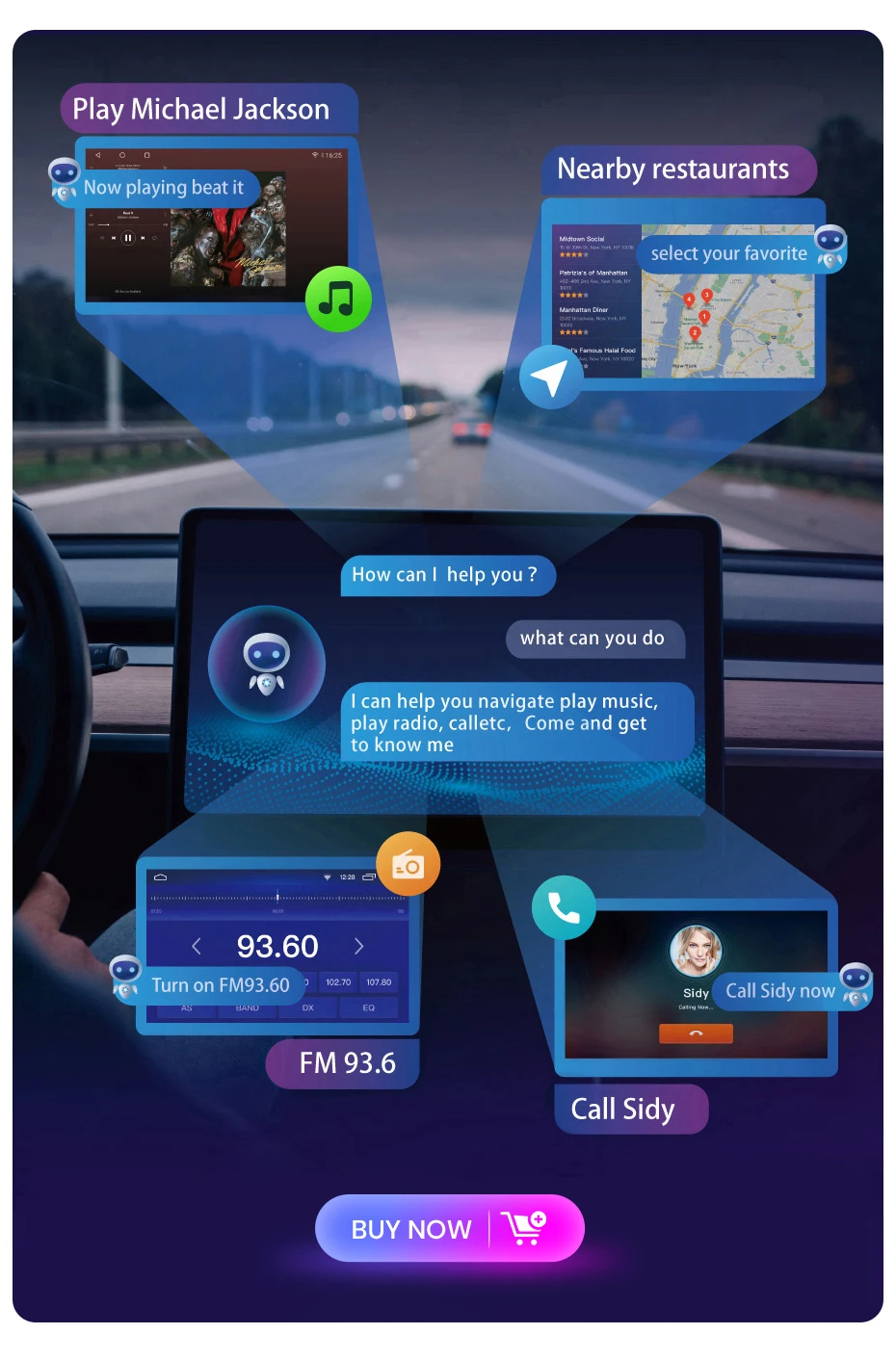 Junsun 10 Zoll drehbarer IPS-Touchscreen 1 Din Universal Wireless für Apple Carplay Android Auto Autoradio Androidauto Stereo Multimedia-Videoplayer Smart Intelligent Systems GPS-Navigation Head Unit Autoradio WIFI BT 4G WIFI FM AM DSP RDS SWC – Detail 20