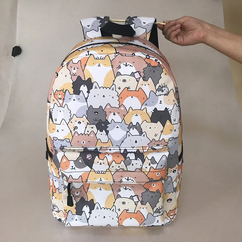 Cute Kitten Cats / Puppy Dogs Print Backpack for Teenager Boy Girl Children School Bags Kids Bookbag Women Backpack For Travel