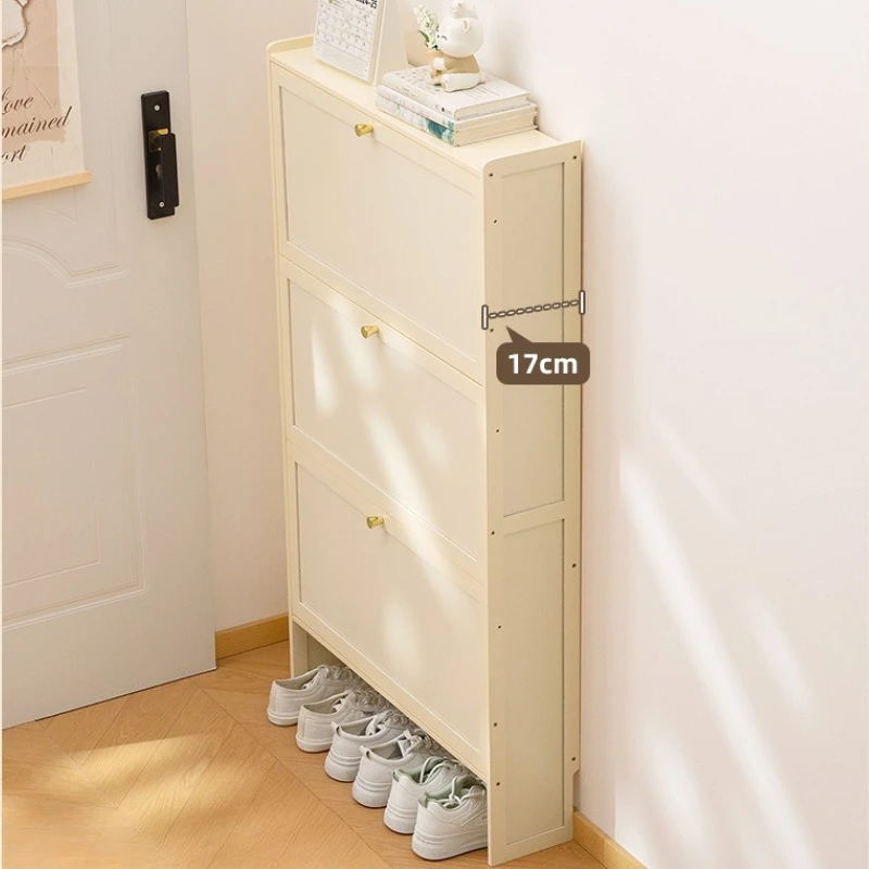 خزانة خذاء عمودية رفيعة للغاية، غطاء قلاب متعدد الطبقات، منظم أحذية موفر للمساحة لتخزين المدخل مع الأبواب #5