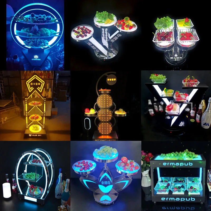

Бар КТВ из нержавеющей стали, светящаяся тарелка с фруктами, блюдо для закусок, подставка для закусок, креативная светящаяся тарелка