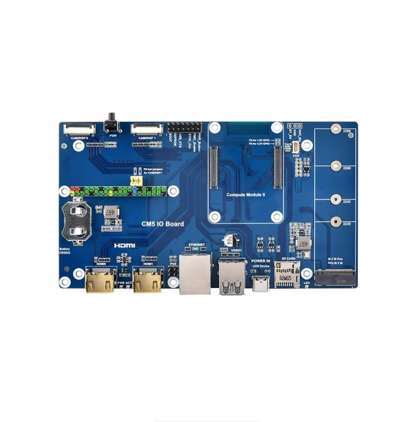 Luckfox CM5 IO Board for Raspberry Pi Compute Module 5,Carrier Board with Dual HDMI 4K,PCIe NVMe SSD,Gigabit Ethernet & PoE Pins