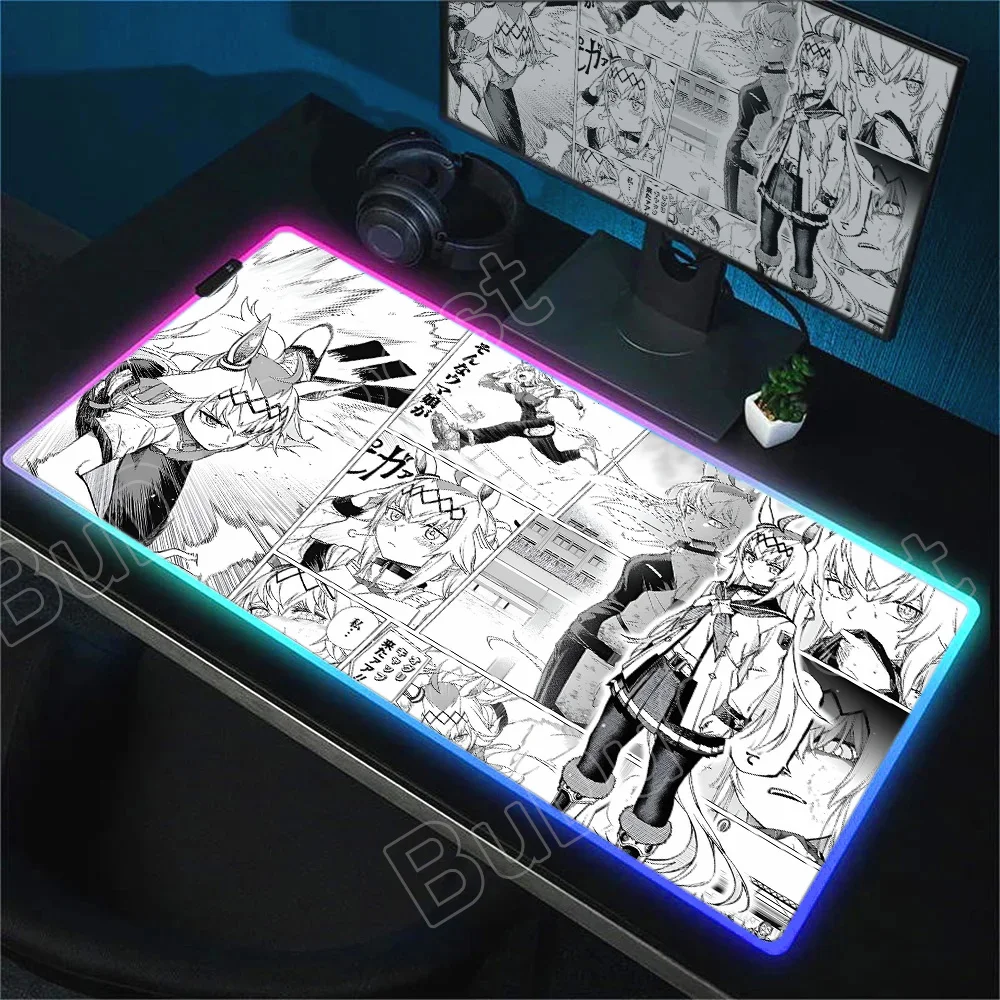 Kawaii Oguri Cap Umamusume Mouse Pad RGB Gaming Mouse Pad Desk Mat HD Gamer Large LED Light XXL 900X400mm Pretty Derby Mouse Pad