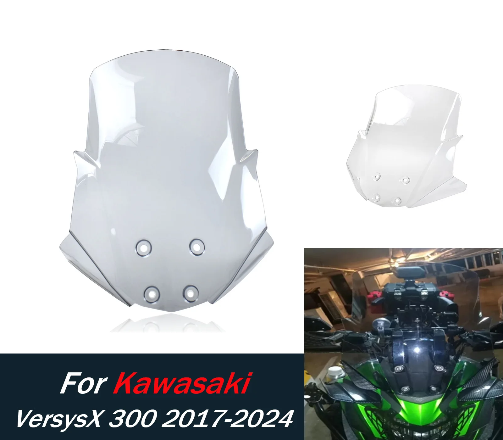 

Для Kawasaki VersysX 300 2017-2024 передний ветрозащитный экран, воздушные дефлекторы, лобовое стекло мотоцикла, аксессуары для лобового стекла ﻿ ﻿