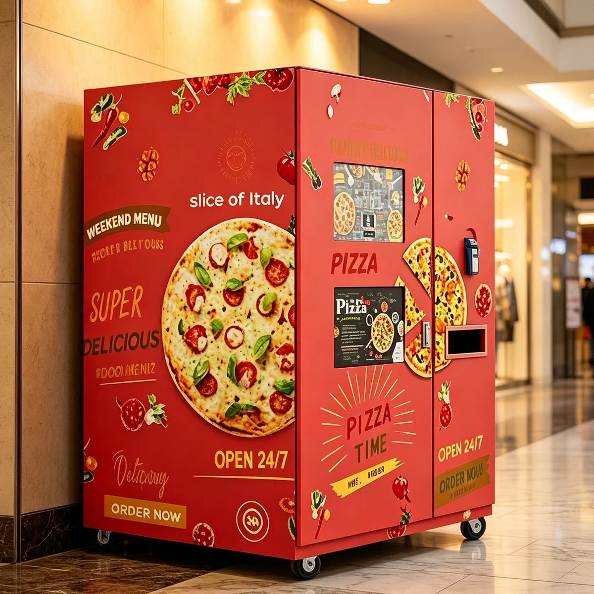 

Customized High-end 32-inch Touchscreen Pizza Vending Machine SDK Self-service Robot Quick Prep Fresh Delicacies Inventory Manag