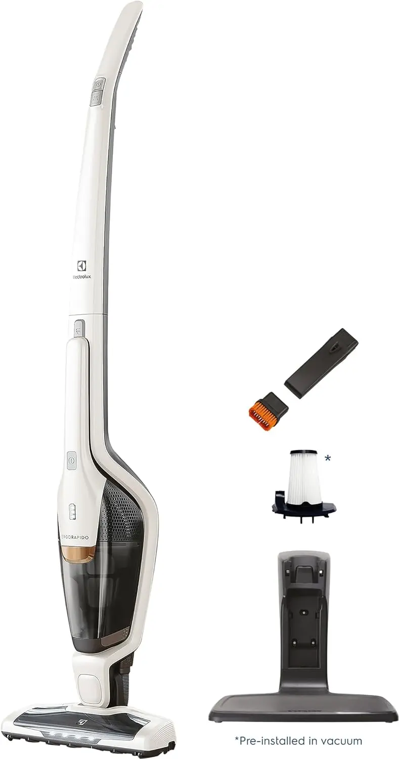 

Cordless 2-in-1 Vacuum Cleaner with High Suction, 180° Mobility, 48-Min Runtime, 2 Modes, White