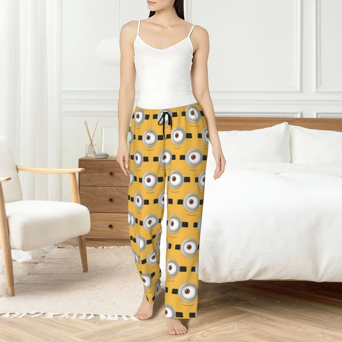 

Custom Women's M-Minions Pajama Pants Print Yellow Capsule-Shaped Sleep Sleepwear Bottoms with Pockets