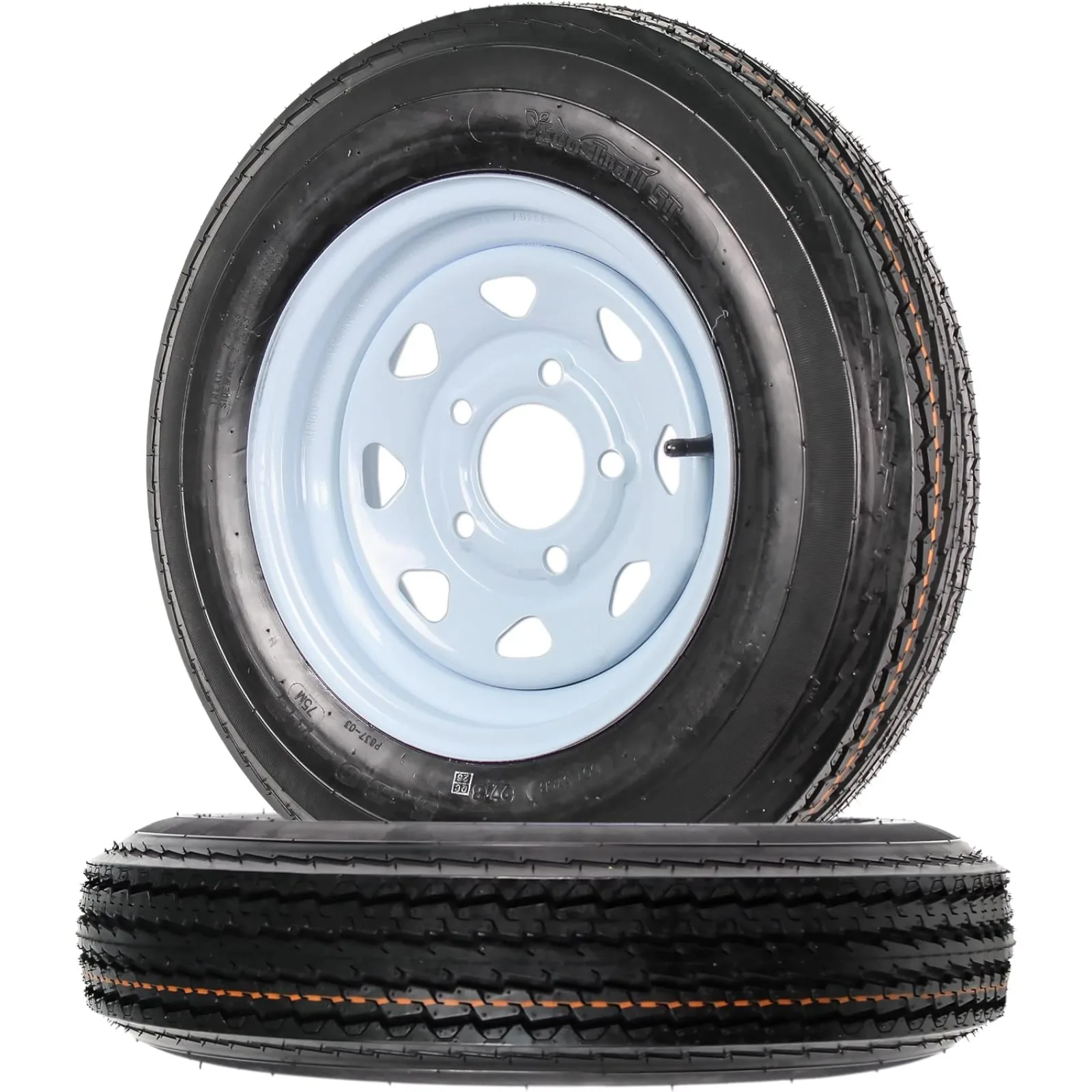 US  2-Pack Trailer Tires On Rims 5.30-12 530-12 5.30 X 12 5 Hole Wheel White Spoke - 2 Year Warranty w/Free Roadside