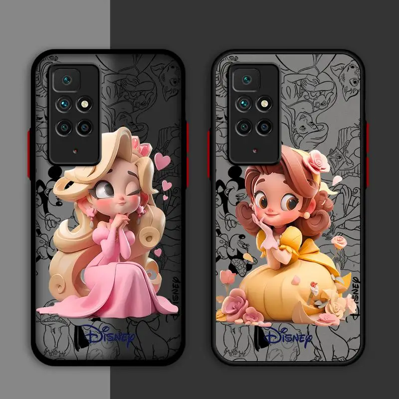 phone cases for Redmi Note 12S 11 case K40 8 10S 11Pro 10 13 8T 9 11S 10 Lite 12 Luxury Cover funda Disney Princess Cute Mermaid