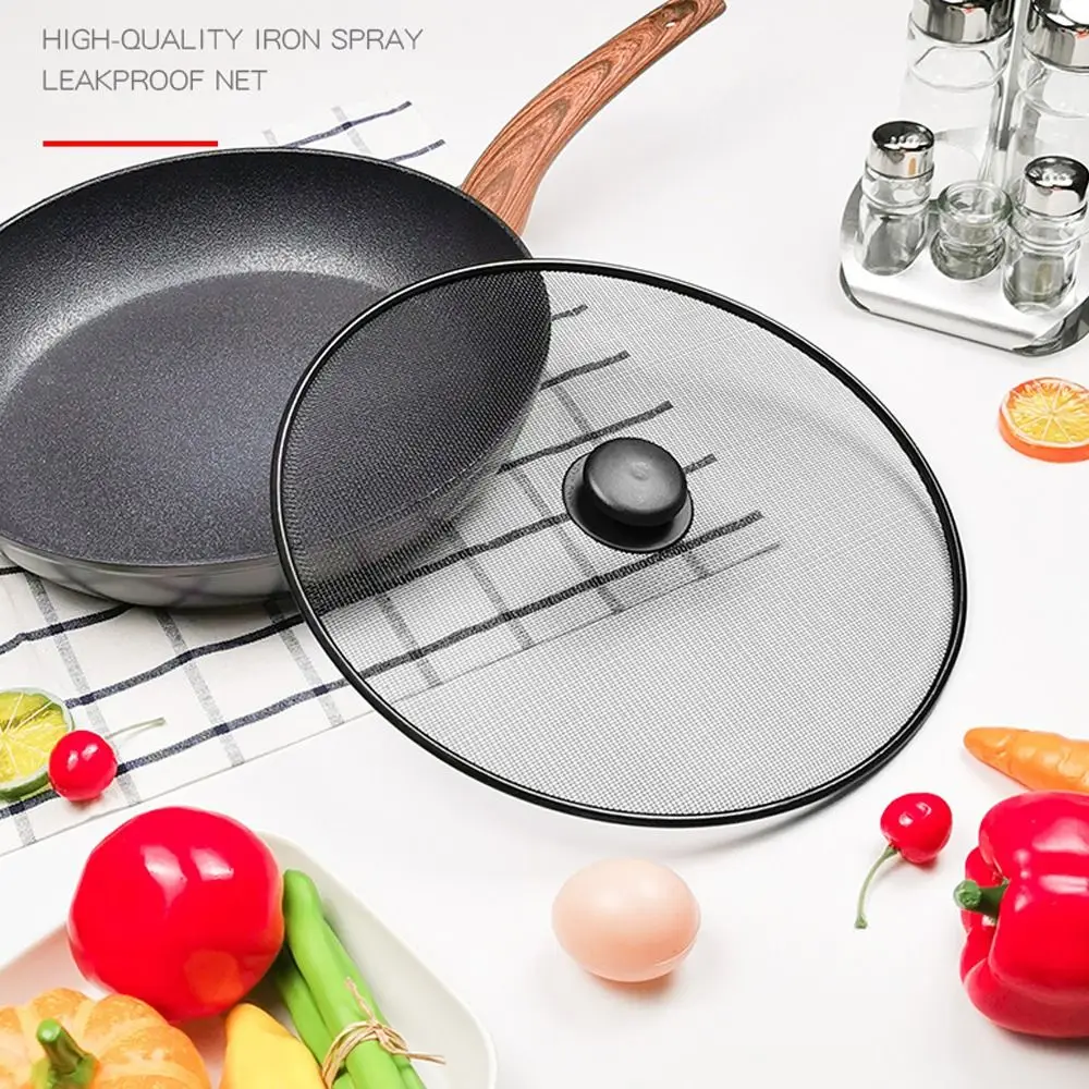 High Quality Black Oil Splatter Screen with Handle Durable Guards Mesh Anti-splash Fine Mesh Splatter Guard Kitchen Supplies