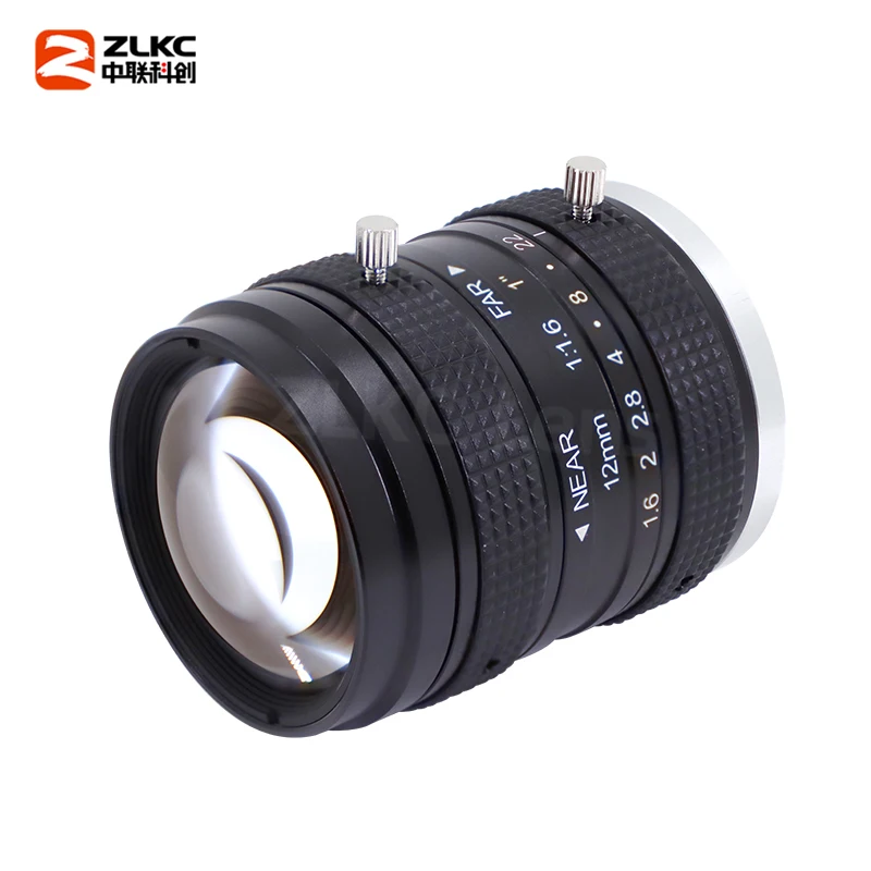 HD 5.0Megapixel FA 1 Inch 12 mm Low Distortion Manual Iris C Mount Industrial for Surveillance And Machine Vision F1.6 Lens 5MP