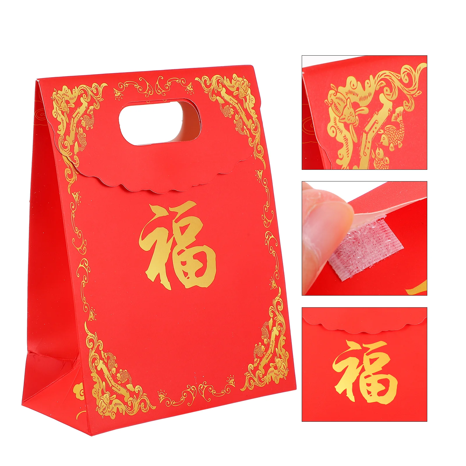 Fu Word Gift Bag Fortune Pouch Present Paper Packing Character Storage New Year Handheld Pouches Spring Festival Souvenir