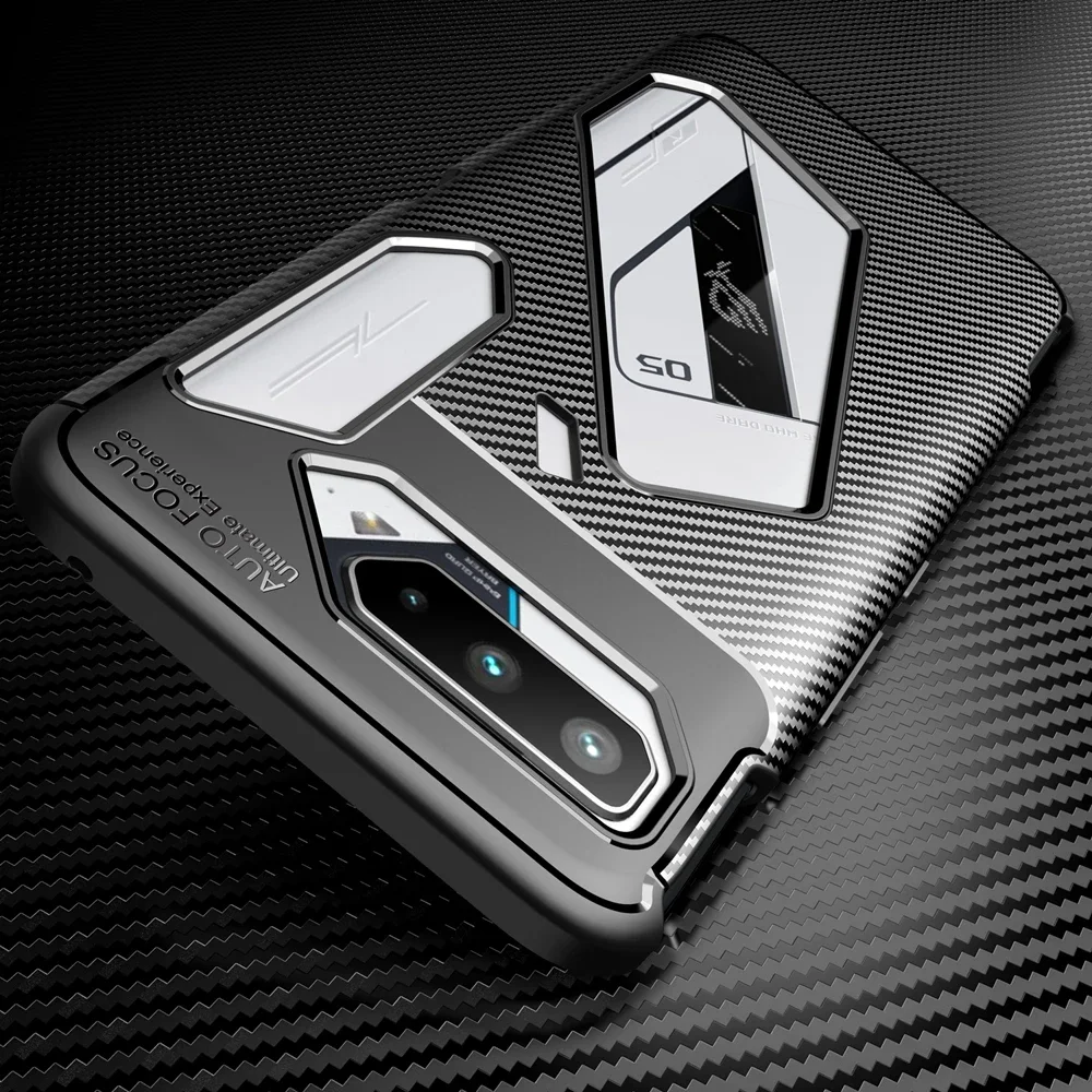 Carbon Fiber Pattern Luxury Fundas TPU Bumper Case For Asus ROG Phone 5 6.78 inches Back Cover Coque Shockproof Shell