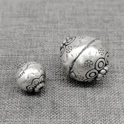 Sterling Silver Matte Lotus Flower Round Beads for Bracelet Necklace 9mm 14mm