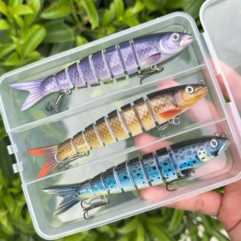 3pcs Jointed Fishing Attractors with Hook Assemblies Multiple Jointed Hard Baits X7JD